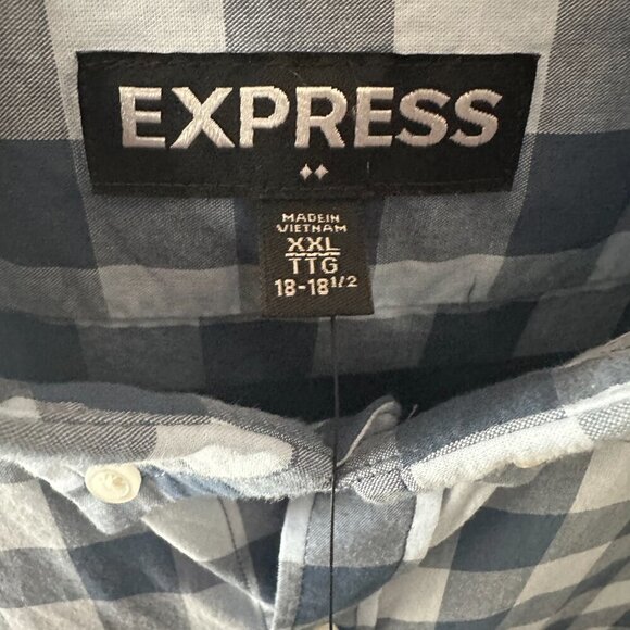Express Blue Check XXL Shirt  NWT  100% Cotton - Picture 3 of 13